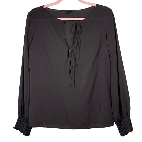 THEORY Black Long Sleeve Sheer Silk Blouse Medium - Picture 1 of 9